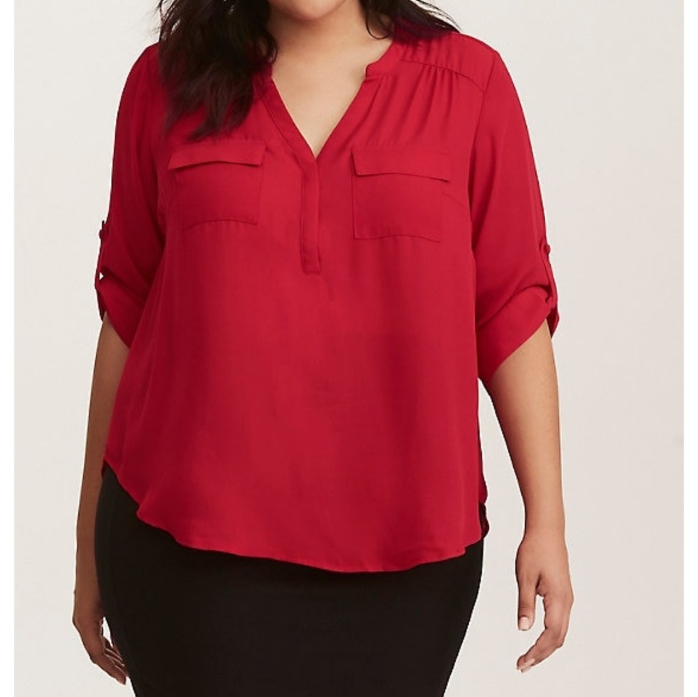 Torrid Georgette Blouse Red